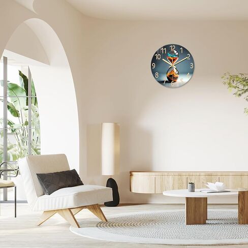 Teal Glass Wall Clock Battery Operated 12 Inch - Modern Aurora Wall Clock for Bedroom Kitchen Living Room Office - Glacier Lake Wall Clock Silent in Kuwait