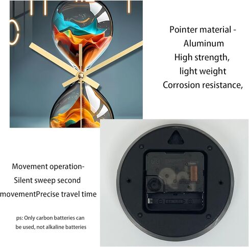 Teal Glass Wall Clock Battery Operated 12 Inch - Modern Aurora Wall Clock for Bedroom Kitchen Living Room Office - Glacier Lake Wall Clock Silent in Kuwait