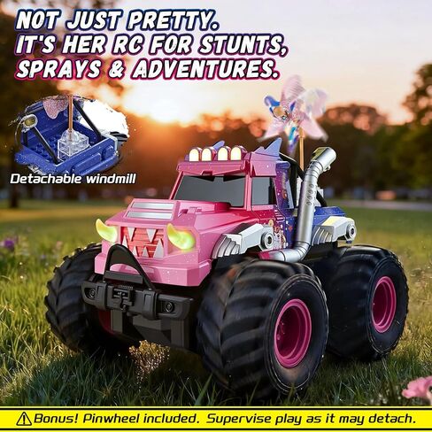 Remote Control Car for Girls, Waterproof Pink Monster Truck Toys W/Blocks & 360°Spin, 1:18 Amphibious RC Cars, 4WD All-Terrain RC Trucks, Christmas Birthday Gifts Pool Toys for Kids Age 3-12 in Saudi Arabia