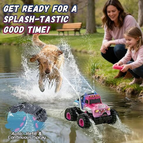 Remote Control Car for Girls, Waterproof Pink Monster Truck Toys W/Blocks & 360°Spin, 1:18 Amphibious RC Cars, 4WD All-Terrain RC Trucks, Christmas Birthday Gifts Pool Toys for Kids Age 3-12 in Saudi Arabia