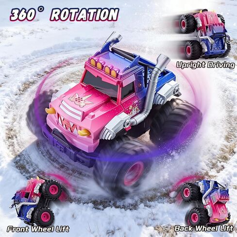 Remote Control Car for Girls, Waterproof Pink Monster Truck Toys W/Blocks & 360°Spin, 1:18 Amphibious RC Cars, 4WD All-Terrain RC Trucks, Christmas Birthday Gifts Pool Toys for Kids Age 3-12 in Saudi Arabia