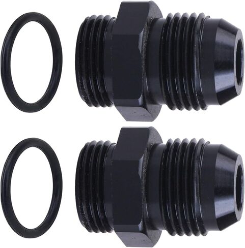 16AN Male Flare to 16AN ORB Aluminum Straight Black Male Fuel Rail Adapter Fitting,(Pack of 2) in Saudi Arabia
