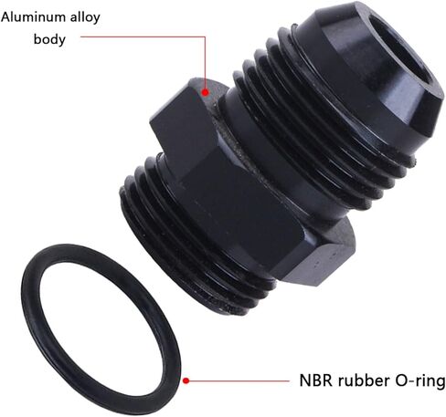 16AN Male Flare to 16AN ORB Aluminum Straight Black Male Fuel Rail Adapter Fitting,(Pack of 2) in Saudi Arabia