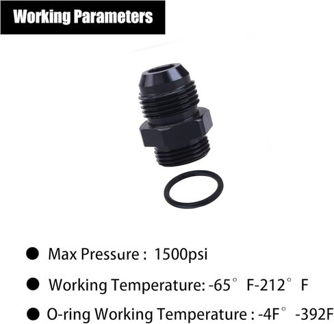 16AN Male Flare to 16AN ORB Aluminum Straight Black Male Fuel Rail Adapter Fitting,(Pack of 2) in Saudi Arabia