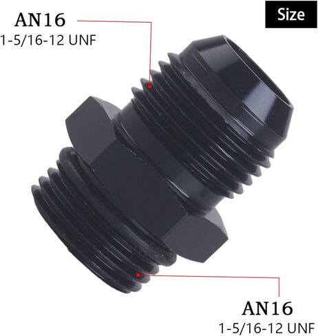 16AN Male Flare to 16AN ORB Aluminum Straight Black Male Fuel Rail Adapter Fitting,(Pack of 2) in Saudi Arabia