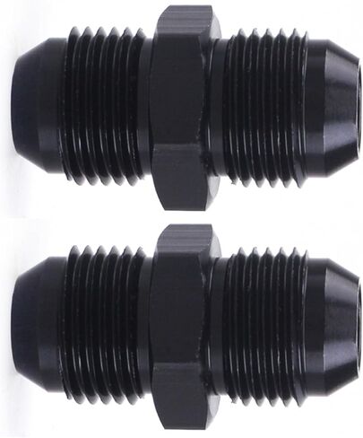 16AN Male Flare to 16AN ORB Aluminum Straight Black Male Fuel Rail Adapter Fitting,(Pack of 2) in Saudi Arabia