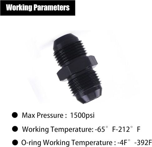 16AN Male Flare to 16AN ORB Aluminum Straight Black Male Fuel Rail Adapter Fitting,(Pack of 2) in Saudi Arabia