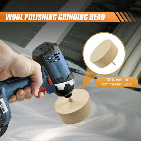 3" Wool Felt Polishing Buffing Wheel with 1/4'' Shank - 80mm Glass Buffer Polisher Wheel Grinding Head Use with Cerium Oxide Polishing Powder - Compressed Wool Buffing Pad for Rotary Tool in Saudi Arabia
