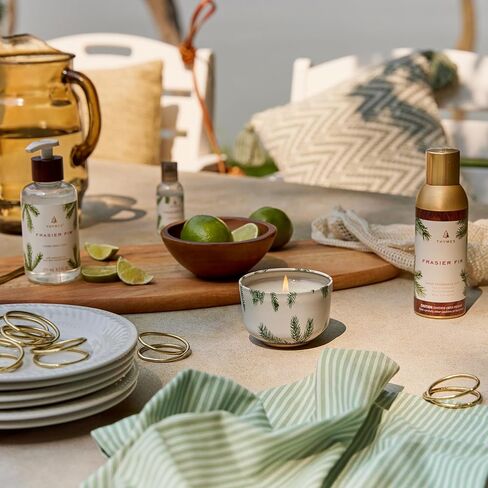 Thymes Outdoor Citronella Grove Poured Candle Tin - Gold Lid - Scented Candle with Notes of Olive Leaf, Citronella, Lemongrass, and Gardenia That Pair with Earthy Notes of Sage and Cedarwood (6.5 oz) in Saudi Arabia