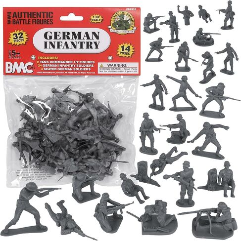 BMC CTS WW2 German Infantry Plastic Army Men - 32pc Gray Soldier Figures in Saudi Arabia