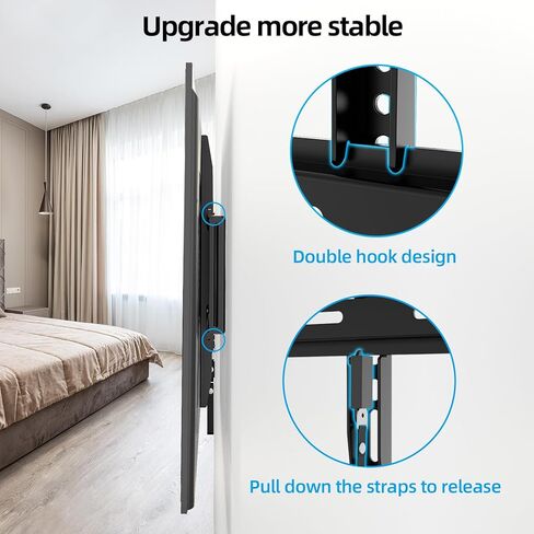 حامل تلفزيون على الحائط من HOME VISION لمعظم أجهزة التلفزيون المنحنية المسطحة مقاس 32-75 بوصة، حامل تلفزيون كبير منخفض الحجم قابل للإمالة يناسب مسمار خشبي مقاس 16 بوصة - 18 بوصة - 24 بوصة، الحد الأقصى VESA 600 × 400 مم، يصل إلى 165 رطل، حامل تلفزيون سريع  in Kuwait