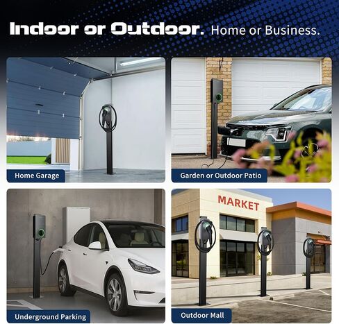 حامل شاحن EV عالي التحمل في الهواء الطلق لمحطات شحن السيارات الكهربائية من الجيل 3، حامل شاحن EV مقاوم للتآكل متوافق مع موصل Tesla المحمول وشاحن J1772 in Kuwait