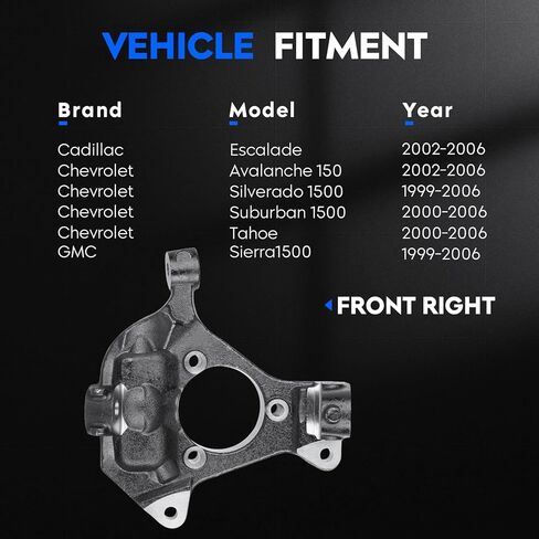 Front Left Side Steering Knuckle Fit for Cadillac Escalade 02-06, for Avalanche 1500 02-06, for Chevrolet Silverado 1500 99-06, for Suburban 1500 00-06,Replacement for 697-907 in Saudi Arabia