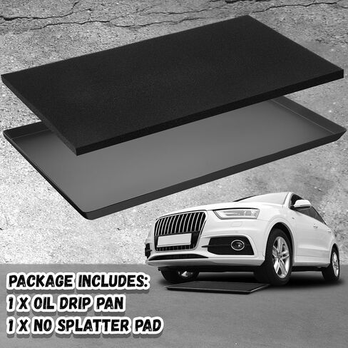 وعاء تنقيط الزيت بدون وسادة ترشيش مقاس 47 × 29.3 × 1.6 بوصة وعاء تنقيط الزيت أسفل السيارة كبير جدًا لمستلزمات ماكينات جراج السيارات in Kuwait