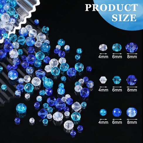 1215 Pcs 4th of July Glass Beads Patriotic Crackle Crystal Beads Memorial Day Faceted Glass Bead Red White Blue Bicone Crystal Beads for Independence Day DIY Jewelry Necklace Bracelet Earring in Kuwait