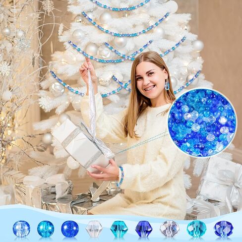 1215 Pcs 4th of July Glass Beads Patriotic Crackle Crystal Beads Memorial Day Faceted Glass Bead Red White Blue Bicone Crystal Beads for Independence Day DIY Jewelry Necklace Bracelet Earring in Kuwait