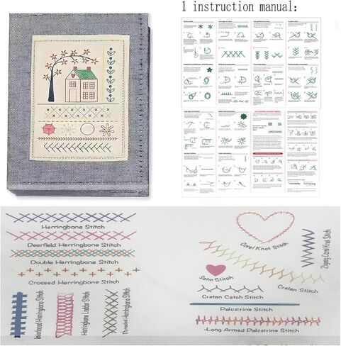 ECHHSIC 2026 New Embroidery Stitch Book Kit ， Including 86 Sewing Tools and 106 Universal Embroidery stitchesIllustration Guide and Free Tutorial in Saudi Arabia