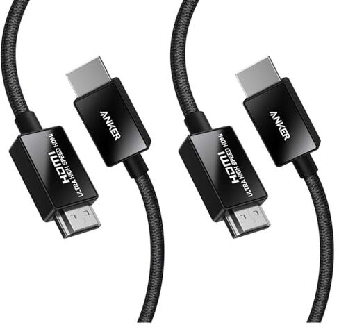 Anker 8K@60Hz HDMI Cable, Ultra High Speed 4K@120Hz 48Gbps 6.6 ft Ultra HD HDMI to HDMI Cord, Support Dynamic HDR, eARC, Dolby Atmos, Compatible with PlayStation 5, Xbox Series X, Samsung TVs and More in Kuwait