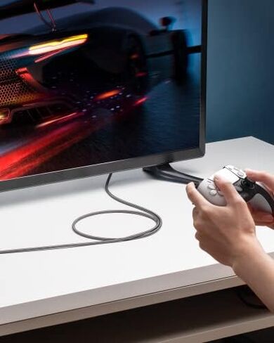 Anker 8K@60Hz HDMI Cable, Ultra High Speed 4K@120Hz 48Gbps 6.6 ft Ultra HD HDMI to HDMI Cord, Support Dynamic HDR, eARC, Dolby Atmos, Compatible with PlayStation 5, Xbox Series X, Samsung TVs and More in Kuwait