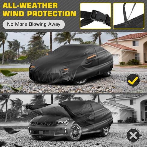 Car Cover for Kia K5 2020-2026, 6 Layers Waterproof Car Covers with Zipper Door & Windproof Bands All Weather Cover for Snow Rain Dust Hail Leaves Bird droppings Protection in Saudi Arabia