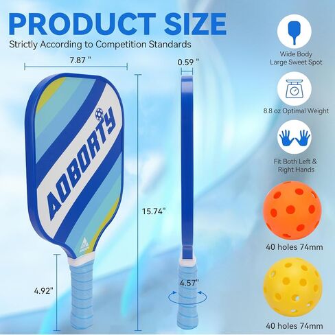 AOBORTY Pickleball Paddles 4 Pack - USAPA Light Graphite Premium Rackets Fiber Face & Polymer Honeycomb Core Pickleball Set with 6 Outdoor Indoor Balls Including Portable Carry Bag in Saudi Arabia
