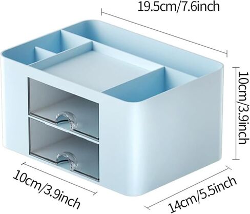 Large-Capacity Clear Desk Organizer with Drawers - Minimalist Creative Storage Box for Office Desktop, Transparent Design (White) BLC1487-02 in Saudi Arabia