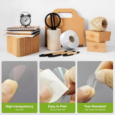 1 Roll 500 PCS Round Clear Seal Stickers, Transparent Envelope Mail Wafer Seal Self Adhesive Package Circle Label Dots for Envelopes, Boxes and Gift Decoraction (1" in Diameter) in Saudi Arabia