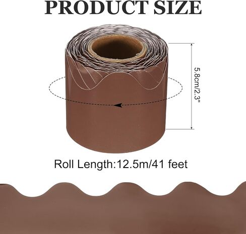PATIKIL Bulletin Board Border, 41 Feet Poster Chalkboard Cork Decoration Trim Scalloped Borders Wall Decor for Classroom Office Locker, Brown in Saudi Arabia