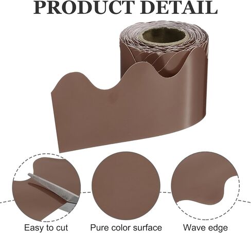 PATIKIL Bulletin Board Border, 41 Feet Poster Chalkboard Cork Decoration Trim Scalloped Borders Wall Decor for Classroom Office Locker, Brown in Saudi Arabia