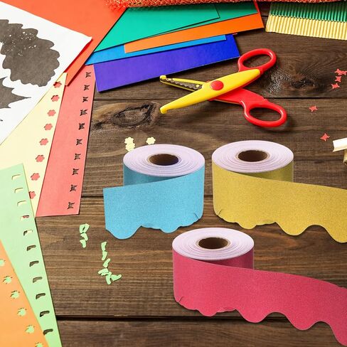 PATIKIL Bulletin Board Border, 41 Feet Poster Chalkboard Cork Decoration Trim Scalloped Borders Wall Decor for Classroom Office Locker, Brown in Saudi Arabia