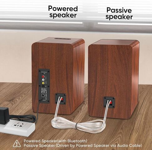 مكبرات صوت Saiyin Bluetooth Bookshelf، مكبرات صوت تلفزيون تعمل بالطاقة 40 وات × 2 مع مكبر صوت 4 بوصة، ومكبرات صوت قابلة للدوران مع مدخل بصري / AUX / مخرج مضخم صوت للكمبيوتر الشخصي وأجهزة التلفزيون in Kuwait