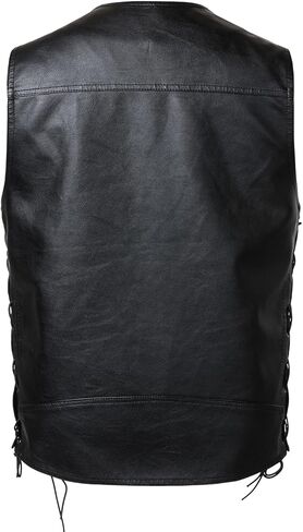 FANARCHER Faux Leather Men's Motorcycle Vest Club Style Rider Snap Button cool Jacket with Zipper in Saudi Arabia