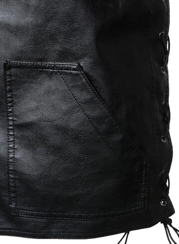 FANARCHER Faux Leather Men's Motorcycle Vest Club Style Rider Snap Button cool Jacket with Zipper in Saudi Arabia