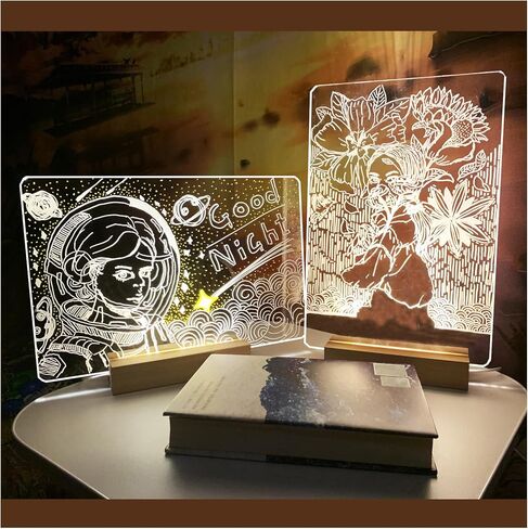 مجموعتان من لوحة رسم Lumiboard LED، لوحة مسح جافة مقاس 11.8 × 7.87 بوصة (سميكة × 1 رفيعة × 1) لوحة مضيئة للغرفة/المتجر/المكتب/المهرجان/الهدايا (تتضمن 7 أقلام تحديد) in Kuwait
