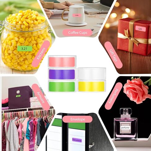 ملصقات طباعة شريط ملصقات D30 مقاس 12 × 40 مم، شريط صانع ملصقات ملون مغلف بديل لطابعة D30، 160/لفة، 5 لفات في المجموع (800 قطعة) in Kuwait