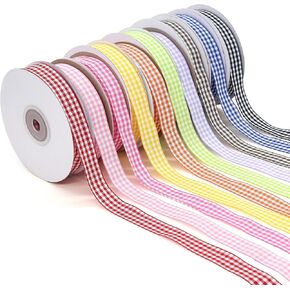 Plaid Ribbon 10 Color 250 Yards Gingham Ribbon 3/8" X 25Yd/Roll Variety Pack, Roll Assorted Spring Easter Plaid Ribbon for Crafts, Gift Wrapping in Saudi Arabia