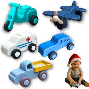 5-Piece Silicone Toy Car Set for Kids (Ages 3+); Washable, Bath tub Toy, Non-Toxic & Durable Cars, Ambulance, Airplane & Truck for Kids; Safe, Flexible, Fast, Water Proof, Travel for Boys & Girls in Saudi Arabia