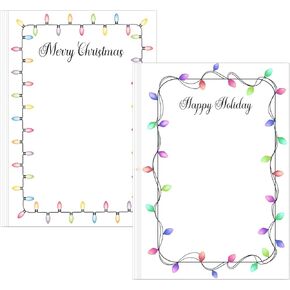 100 sheets Christmas Stationery Paper 8.1×11 inch Colorful Xmas Light Writing Paper Letter for Office School(2 Designs) in Kuwait