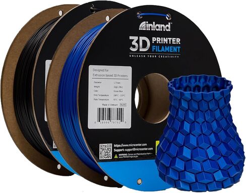 INLAND Micro Center PLA 3D Printer Filament 1.75mm - Silver, Dimensional Accuracy +/- 0.03mm - 1kg Cardboard Spool (2.2 lbs) “ Fits Most FDM/FFF Printers “ Odor Free, Clog Free Filaments in Kuwait