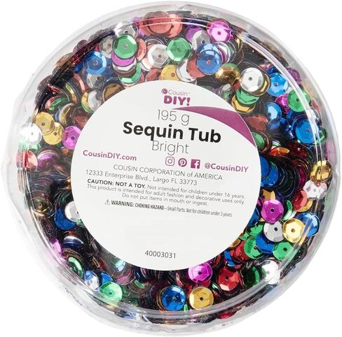 CousinDIY Sequin Tub, 195 Grams - Assorted Color Sequin for Art and Craft Projects in Saudi Arabia