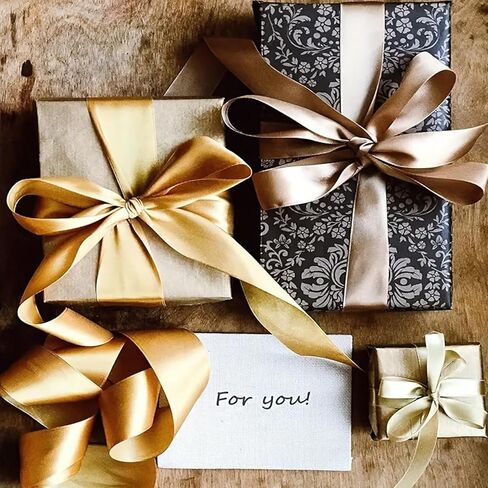 1.5 Inch Champagne Gold Solid Satin Ribbon, Continuous 25 Yards Fabric Ribbon for Gift Wrapping Wedding Party Decoration Floral Design Eternal Flowers Baking Webbing Bows in Saudi Arabia