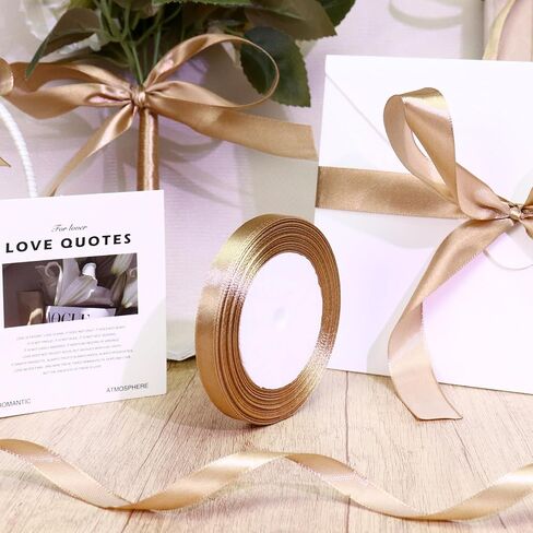 1.5 Inch Champagne Gold Solid Satin Ribbon, Continuous 25 Yards Fabric Ribbon for Gift Wrapping Wedding Party Decoration Floral Design Eternal Flowers Baking Webbing Bows in Saudi Arabia