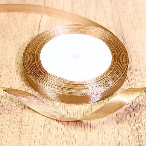 1.5 Inch Champagne Gold Solid Satin Ribbon, Continuous 25 Yards Fabric Ribbon for Gift Wrapping Wedding Party Decoration Floral Design Eternal Flowers Baking Webbing Bows in Saudi Arabia