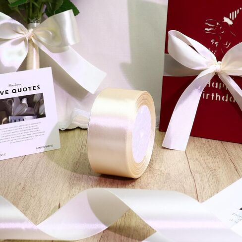 Burgundy Red Solid Satin Ribbon, 1-1/2" x Continuous 25 Yards Fabric Ribbon for Bows Bouquet Gift Wrapping Wedding Decoration Floral Arrangement in Saudi Arabia
