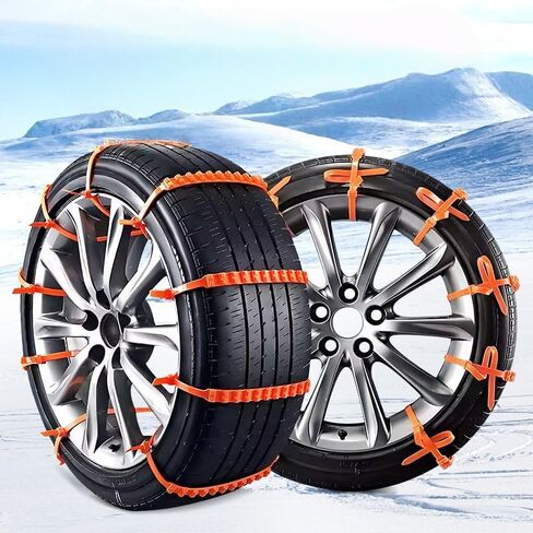 10Pcs Snow Chains, Emergency Anti-Skid Chain for Vehicles, Motorcycles, and Three-Wheelers, Snow Chain for Tire Traction in Winter, Rubber Anti-Slip Straps in Saudi Arabia