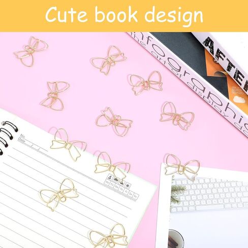 15Pcs Cute Paper Clips, Mini Bow Shape Papers Clips, Gold Fancy Paperclips Mini Paper Clip, Bow Bookmark Planner Clip for Fun Office Supplies School Gifts Wedding Decorations(Style A) in Saudi Arabia