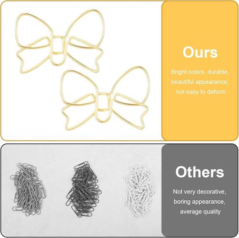 15Pcs Cute Paper Clips, Mini Bow Shape Papers Clips, Gold Fancy Paperclips Mini Paper Clip, Bow Bookmark Planner Clip for Fun Office Supplies School Gifts Wedding Decorations(Style A) in Saudi Arabia