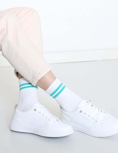 SailingTailor 5 Pairs Solid Color Two Stripe Crew Socks Casual Athletic Socks for women Girls in Kuwait