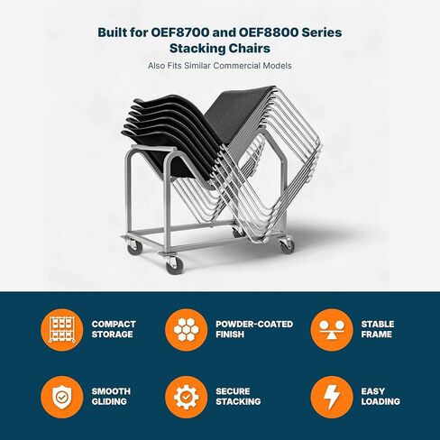Dolly for OEF8600 Series, Compatible with Any Sled-Base Stack Chair of Similar Or Identical Dimensions,Black in Kuwait