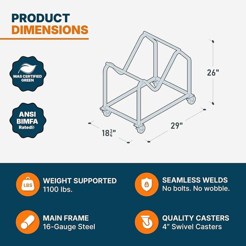 Dolly for OEF8600 Series, Compatible with Any Sled-Base Stack Chair of Similar Or Identical Dimensions,Black in Kuwait